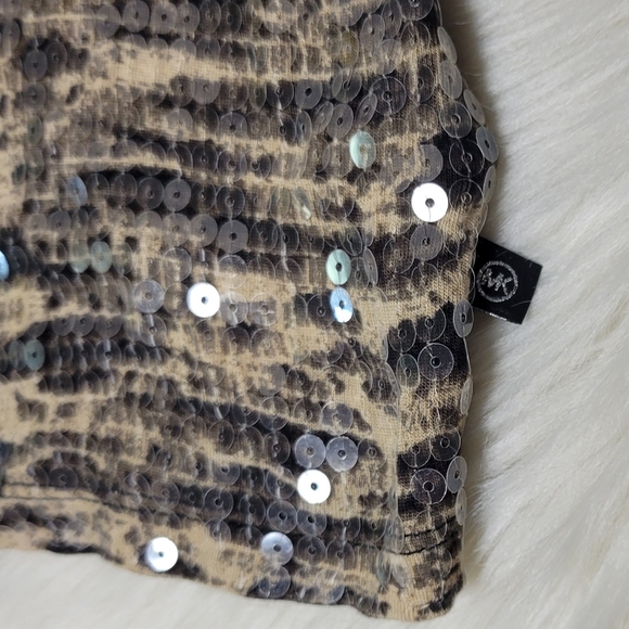 Michael Kors Printed Sequins-front Scoop Neck Tank Top - Picture 4 of 7